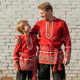 Рубаха Россея, красный габардин- фото 1